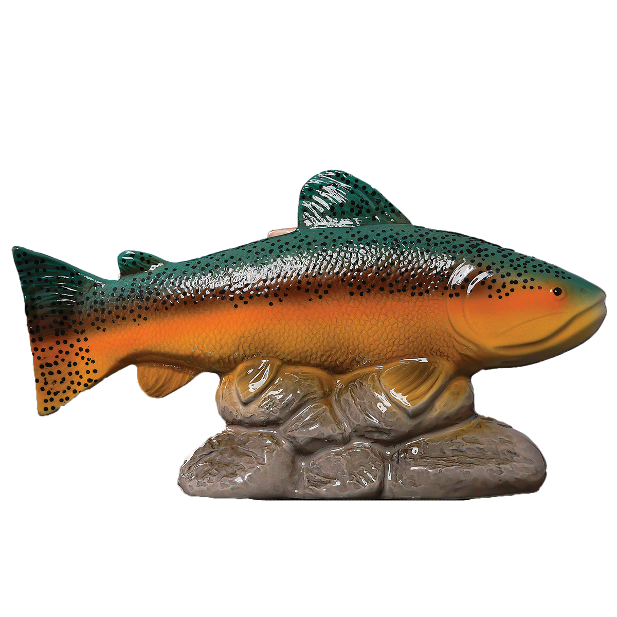 Wild Clay Collective x Buttery Brown Bourbon in a fish bottle sittling on rocks